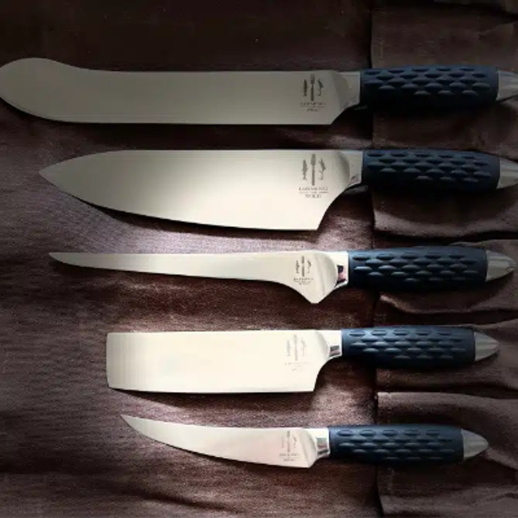 5 Piece Essential Knife Set and Leather Roll Bag