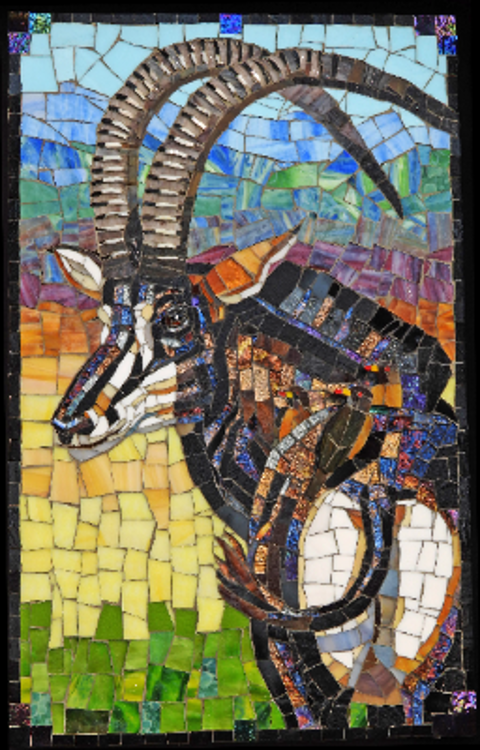 Original Mosaic Sable on Glass titled Elegance by Cynthie's Wildlife Originals
