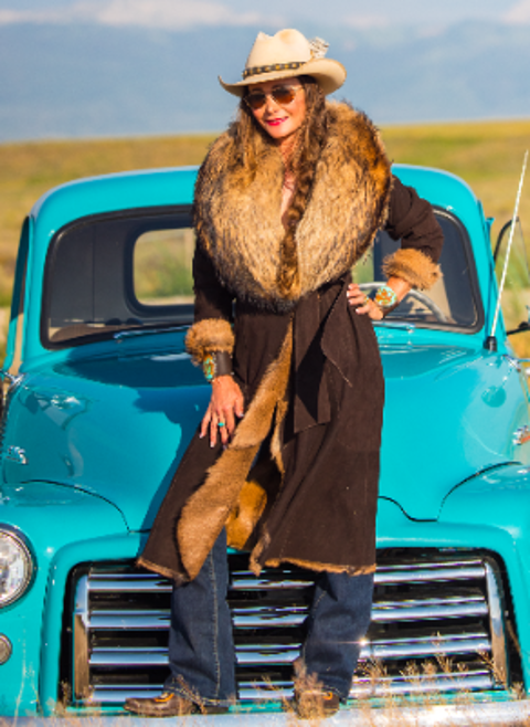Italian Kidskin Goat Coat with Fur Collar