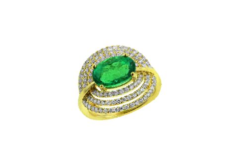 18k Yellow Gold and Emerald Ring 