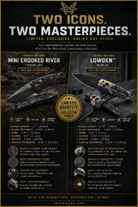 Benchmade Limited Edition Mini Crooked River & Gold Class Lowden Collector Knife Set