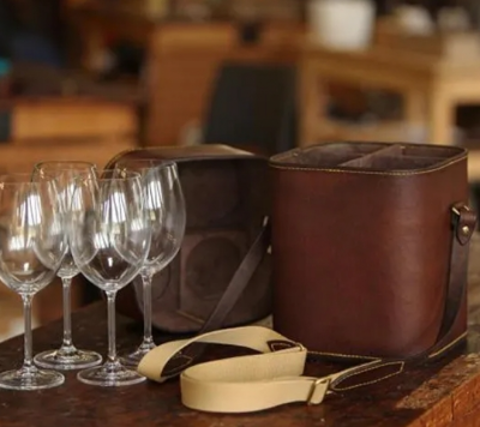 African Sporting Creations Wine Lover’s Leather Carrier Package