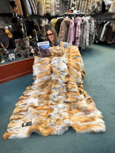 Natural Red Fox Fur Blanket by David Green Master Furrier