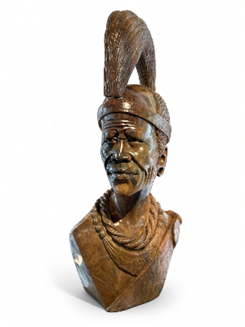 Rare Original Verdite Stone Sculpture Titled "Shona Chief" by James Tandi